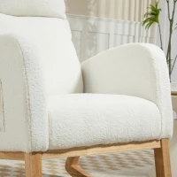 HOMCOM Poltrona Relax a Dondolo con Imbottitura Spessa e Struttura in Legno, 70x96x107 cm, Crema(m-4)
