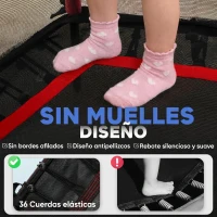 HOMCOM Cama Elástica Infantil Trampolín para Niños +3 Años con Red de Seguridad Ø163,5x190 cm Rojo(m-5)