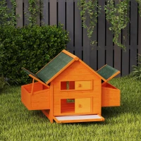 PawHut Pollaio per Galline da Esterno Grande in Legno di Abete 160x98.5x107cm, Casetta per 6 Galline Ovaiole con 2 Nidi Laterale, Tetto Impermeabile in Bitume e Vassoio Estraibile, Rosso Vino(m-8)