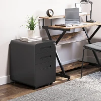 Vinsetto Cassettiera da Ufficio con 3 Cassetti per Formato A4, Lettera e Legale, 39x48x59 cm, Nero(m-6)