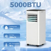 HOMCOM Portable Air Conditioner 5000 BTU, 4-in-1 AC Unit with Cool, Dehumidifier, Fan, Sleep Mode, WiFi Voice Remote Control(m-4)