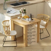 HOMCOM, Masă de Dining Extensibilă, Pentru 4-6 Persoane, din Lemn și Oțel, 140x80x77,5 cm, Culoare Lemn(m-8)
