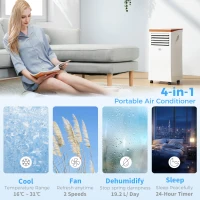 HOMCOM Portable Air Conditioner 7000 BTU, 4-in-1 Air Conditioning Unit with Cooling, Fan, 19.2L/Day Dehumidifier & Sleep Mode, LED Display, Remote Control, 24H Timer, Window Kit for Rooms up to 26㎡(m-5)
