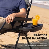 Outsunny Silla de Gravedad Cero Tumbona Plegable y Reclinable Ajustable con Reposabrazos Reposacabezas Portavasos Gris Claro(m-9)