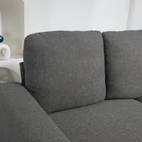HOMCOM Canapea 3 locuri din material textil cu perne capitonate și tapițerie cu efect de in, 237x94x102cm, gri(m-7)