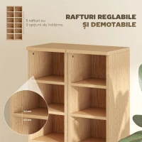 HOMCOM Set 2 Suporturi pentru CD-uri cu 6 Etajere Reglabile pentru 204 CD-uri, din Lemn, 21x22.5x88.5 cm, Culoare Lemn(m-6)