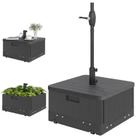 Outsunny Bază pentru Umbrelă 3-în-1 Umplută Multi-Funcțională Măsuță de Cafea și Jardinieră, Negru(m-10)
