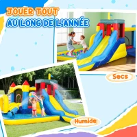 AIYAPLAY Castello Gonfiabile con Soffiatore e Acquatico Scivoliscivoli, Trampolino e Parete da arrampicata, Canestro da basket, 620x320x220 cm, Multicolore(m-4)