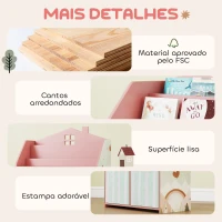 AIYAPLAY Estante Infantil para Brinquedos com Gavetas de Tecido Prateleiras Abertas Design de Raposas Organizador de Brinquedos Rosa(m-7)