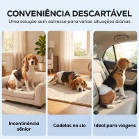 PawHut Fraldas Descartáveis para Cães Machos 48 Unidades Super Absorventes Antifugas para Cães Tamanho M(m-7)
