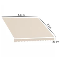 Outsunny Ersatzstoff für Markise – Sonnenschutzdach UPF 50+ für 3,5 x 2,5 m Rahmen, Cremeweiß(m-3)