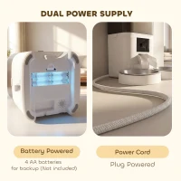 PawHut Distribuitor Automat Hrană Pisici 6L WiFi 2.4G, Control prin Aplicație cu Timer, 1-10 Mese pe Zi, Înregistrare 10s, 2 Boluri din Oțel Inoxidabil(m-8)