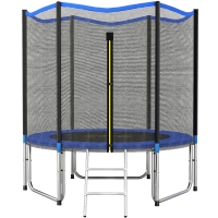 SPORTNOW Trambulină Elastică pentru Adulți Ø244cm, Covor Elastic pentru Adulți cu Plasă de Protecție, Scară cu 2 Trepte, Protecție pentru Arcuri, Structură din Oțel, Capacitate 100kg, Albastru