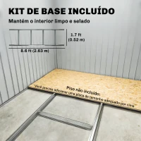 Outsunny Abrigo de Jardim 280x130x172cm Abrigo de Exterior de Aço Galvanizado com Porta Corredeira e Ventilações Cinza Escuro(m-8)