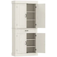 HOMCOM Credenza Cucina con 2 Armadietti e Cassetto in Stile Coloniale, 80x35x180cm Bianco(m-1)