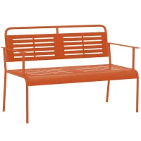 Outsunny Panchina da Giardino 2 Posti in Acciaio con Braccioli e Schienale, per Balcone, 121x64x84 cm, Rosso(m-6)