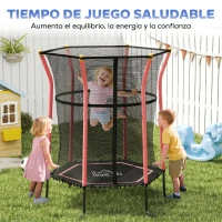 HOMCOM Cama Elástica Infantil Trampolín para Niños +3 Años con Red de Seguridad Ø163,5x190 cm Rojo(m-8)