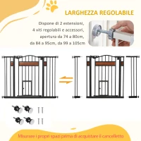 PawHut Cancelletto per Cani di Taglia Media e Piccola con Chiusura Automatica, 74-105x76.2 cm, Nero(m-6)