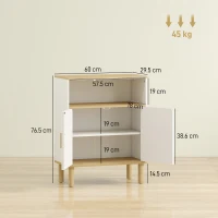 HOMCOM Mobile Bagno Autoportante con Ripiano Regolabile, Bianco e Legno Naturale(m-3)
