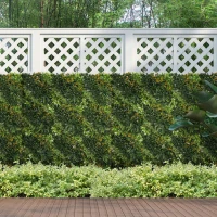 Outsunny 12 pezzi Siepe Artificiale con Protezione UV e Multi-foglie per Giardino e Esterno, 50x50x7 cm, Verde(m-2)
