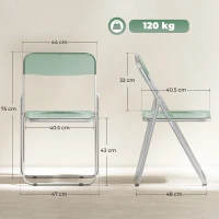 HOMCOM Set da 4 Sedie Pieghevoli in Acrilico Trasparenti, Verde(m-3)