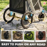 PawHut Dog Stroller, Easy Folding Pet Stroller for Small and Medium Dogs with Shock Absorption, Maximum Load 20 kg, Grey(m-6)