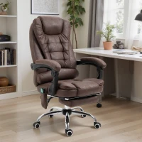 Vinsetto Fauteuil de bureau direction massant chauffant hauteur réglable dossier inclinable toile de microfibre marron(m-2)