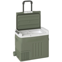 Outsunny Frigorifero da Auto Portatile Elettrico 40L, con Modalità ECO/MAX e Maniglia Telescopica, 61x39x49,5 cm, Verde