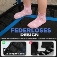 HOMCOM Trampolin für Kinder, Ø163,5 cm, mit Sicherheitsnetz, gepolstert, Stahl, belastbar bis 50 kg, Schwarz & Blau(m-5)