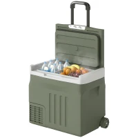 Outsunny Frigorifero da Auto Portatile Elettrico 40L, con Modalità ECO/MAX e Maniglia Telescopica, 61x39x49,5 cm, Verde(m-7)