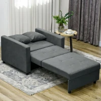 HOMCOM Poltrona Letto in Tessuto Effetto Velluto Grigio con 2 Cuscini e Spazio Contenitore, 100x98x88 cm(m-7)