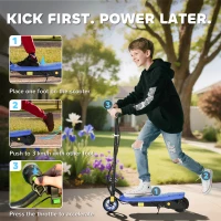 HOMCOM Foldable Electric Scooter, with LED Lights, for Ages 7-14 Years, Blue(m-4)