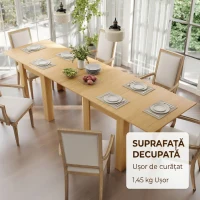 HOMCOM, Masă de Dining Extensibilă, Pentru 4-6 Persoane, din Lemn și Oțel, 140x80x77,5 cm, Culoare Lemn(m-9)