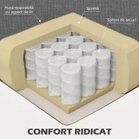 HOMCOM Canapea 3 locuri din material textil cu perne capitonate și tapițerie cu efect de in, 237x94x102cm, gri(m-5)
