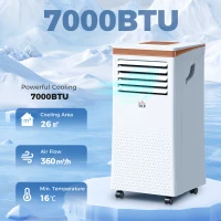 HOMCOM Portable Air Conditioner 7000 BTU, 4-in-1 Air Conditioning Unit with Cooling, Fan, 19.2L/Day Dehumidifier & Sleep Mode, LED Display, Remote Control, 24H Timer, Window Kit for Rooms up to 26㎡(m-2)