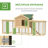 PawHut Galinheiro Grande para Exterior em Madeira 204x85x93 cm com Caixa de Ninho Cercado Bandeja Removível e Poleiro Madeira(m-5)