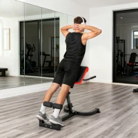 SPORTNOW Trainingsstuhl, Fitnessbank, Hantelbank, Stahl, verstellbar, Griffe, Rot+Schwarz(m-8)