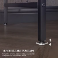 HOMCOM Schreibtisch L Form mit LED, Steckdosen, USB, Computertisch mit Regal, 107 x 80 x 90 cm, Schwarz(m-9)
