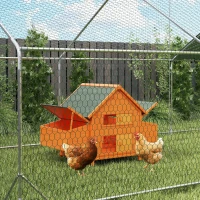 PawHut Pollaio per Galline da Esterno Grande in Legno di Abete 160x98.5x107cm, Casetta per 6 Galline Ovaiole con 2 Nidi Laterale, Tetto Impermeabile in Bitume e Vassoio Estraibile, Rosso Vino(m-7)