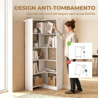 HOMCOM Estante Expansível 5 Níveis Estante para Livros Giratória 350° Largura Ajustável Convertível em L Reta ou Compacta 111,5x23,8x163,7 cm Branco(m-7)