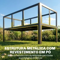 Outsunny Conjunto de Jardim Exterior com Almofadas, 2 Sofás de 2 Lugares com Reposabráços Ajustáveis e Mesa de Centro, Cinzento(m-8)