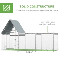PawHut Walk In Chicken Run, Large Poultry Coop Cage Hen House Rabbit Hutch for 6-8 Chickens Outdoor Galvanized Metal Enclosure w/ Water-Resist Cover(m-6)