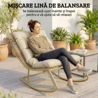 Outsunny Șezlong Balansoar Exterior, Șezut 63 cm, Pernă inclusă, Culoare Bej.(m-4)
