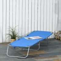 Outsunny Espreguiçadeira Dobrável Espreguiçadeira de Jardim com Encosto Ajustável em 5 Posições para Terraço 187x55x24 cm Azul(m-8)