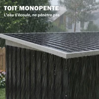 Outsunny Abri de jardin en acier galvanisé XXL 3,6 m² avec kit de fondation 280 x 130 x 172 cm, cabane de jardin cabanon rangement outils avec portes coulissantes verrouillables aérations, noir(m-7)