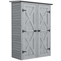 Outsunny Abrigo de Jardim de Madeira 115x53x156 cm Armário Exterior para Ferramentas com Portas Duplas Cinza
