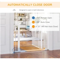 PawHut Pressure Fit Safety Gate, for Staircases, Hallways, Doorways w/ Extensions Kit, 75-103CM Adjustable Width - White(m-15)