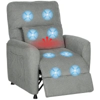 HOMCOM Poltrona Relax Reclinável Elétrica com Calor Lombar, Massagem Vibratória, Motor Silencioso e Função de Memória, Cinzento Escuro(m-11)