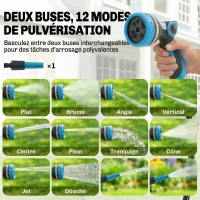 Outsunny Enrouleur Tuyau Arrosage Mural Automatique 23+2m Dévidoir Automatique Pistolet d'Arrosage 10+2 Modes 55x31x50cm Bleu(m-7)