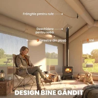 Outsunny Corturi Gonflabile Impermeabile pentru Glamping cu Orificiu pentru Sobă pentru 6-8 Persoane(m-8)